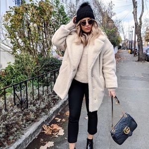 Topshop cream teddy coat